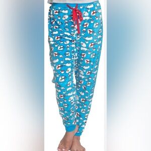 Goodnight Kiss Women's Sz M Velour Jogger Pajama Pants Polar Bear Blue